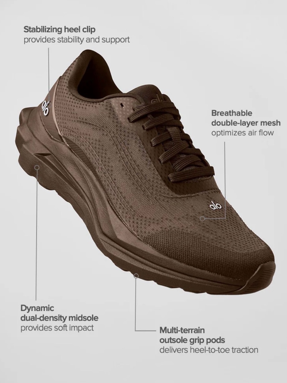ALO Yoga Unisex Brown Lightweight Running Sneakers - Picture 4 of 8